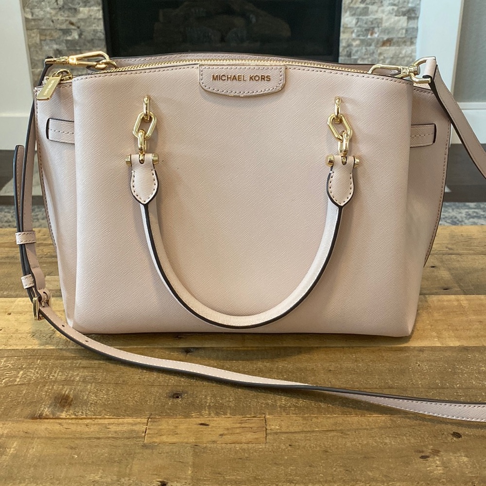 Michael Kors Soft Pink Rochelle Satchel Shoulder Bag with Adjustable Str…